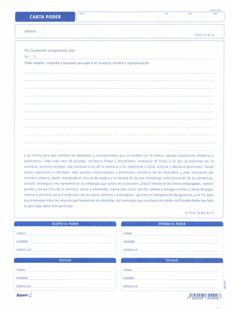 Carta Poder (Azul) | PDF