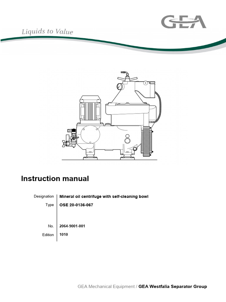 GEA OSE 20-0136-067 Centrifuge Manual | PDF | Liquids | Pump