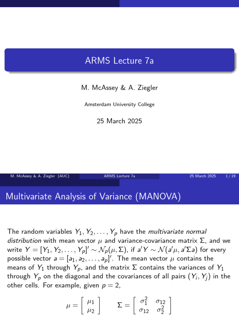 Lecture 7a SF Advanced Research Methods and Statistics | PDF | Matrix ...