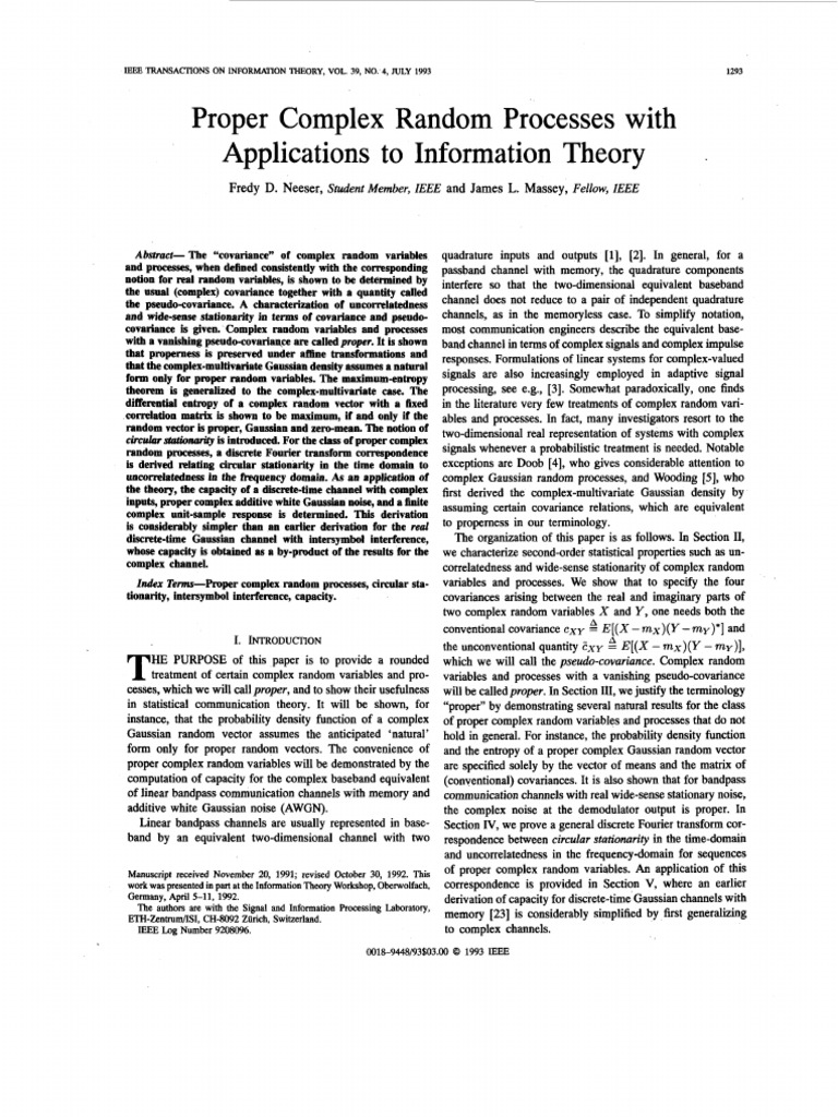 Proper Complex Random Processes With Applications To Information Theory ...