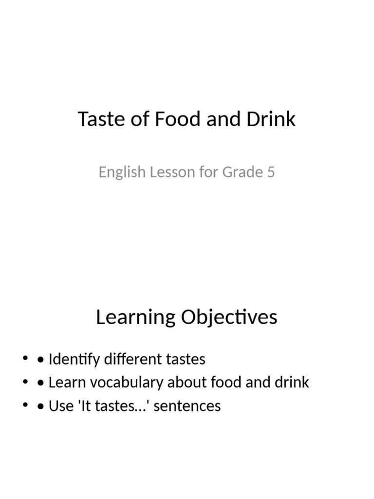 Taste of Food and Drink Grade5 | PDF