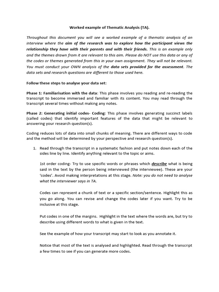 Thematic Analysis Example: Parent-Friend Relationships | PDF ...