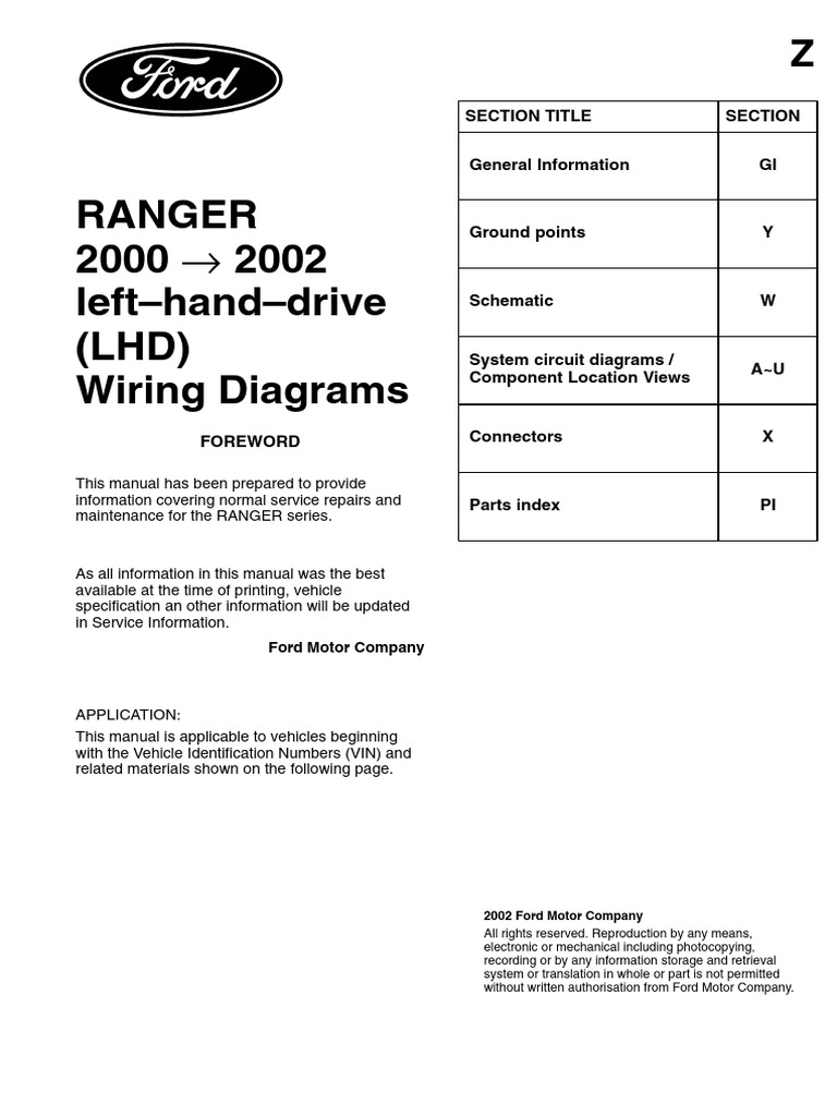 2000-2002 Ford Ranger Wiring Diagrams | PDF | Car Manufacturers