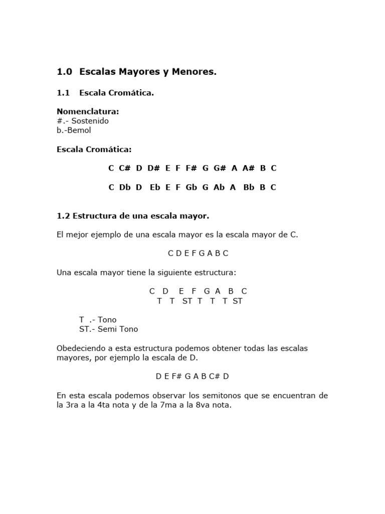 1.0 Escalas Mayores y Menores | PDF | Escala (música) | Composiciones ...