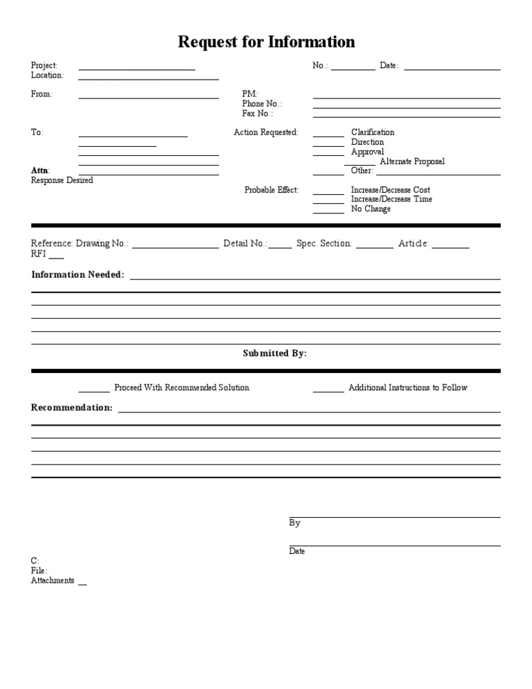 Blank Sample RFI Form
