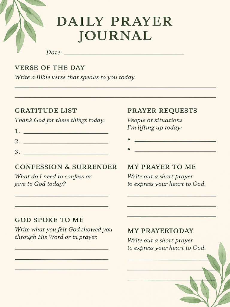 Daily Prayer Journal Template | PDF