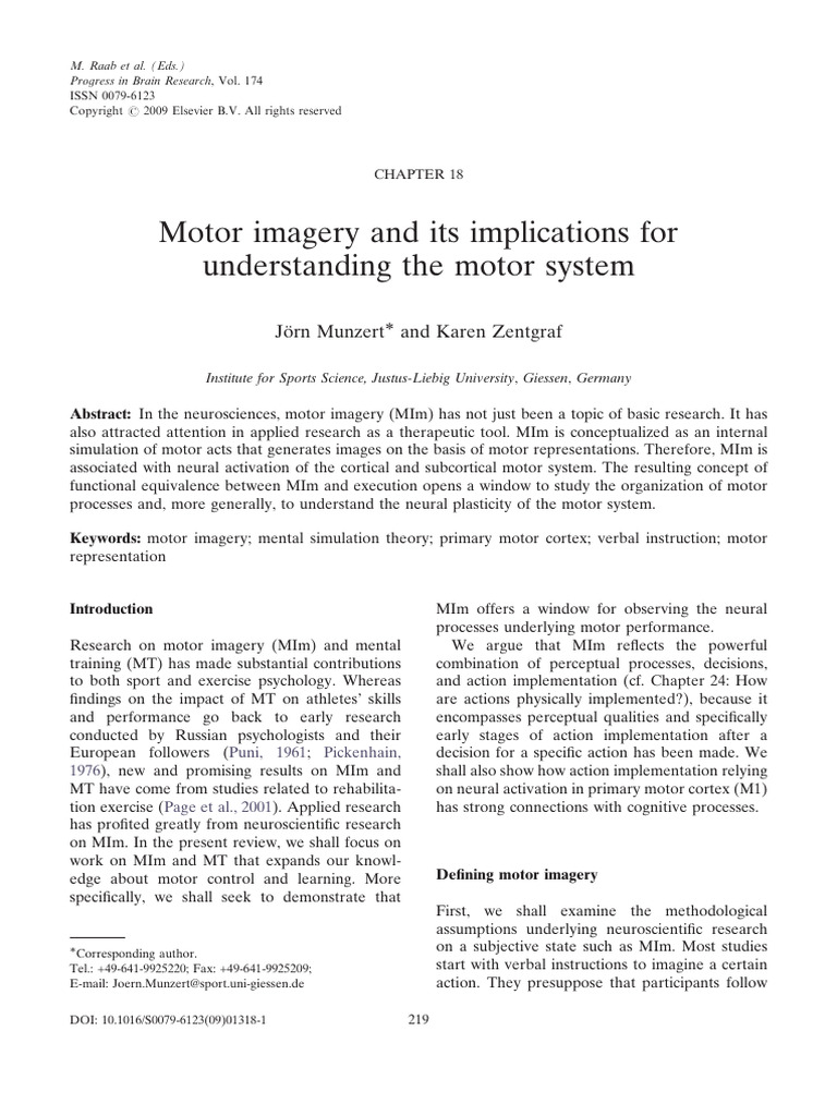 Motor Imagery: Insights on Motor System | PDF | Mental Image | Memory