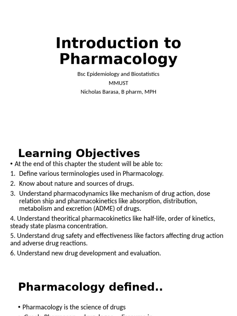 Introduction to Pharmacology Basics | PDF | Drug Metabolism | Pharmacology