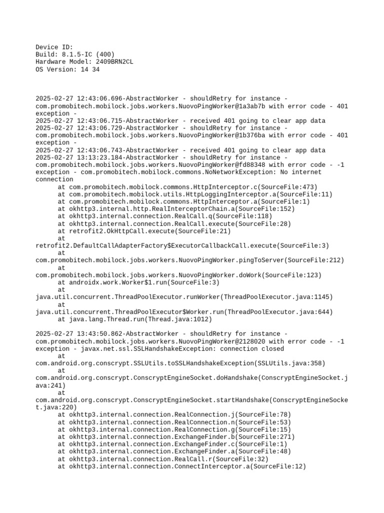 NuovoPingWorker Error Log Analysis | PDF | Java (Programming Language ...