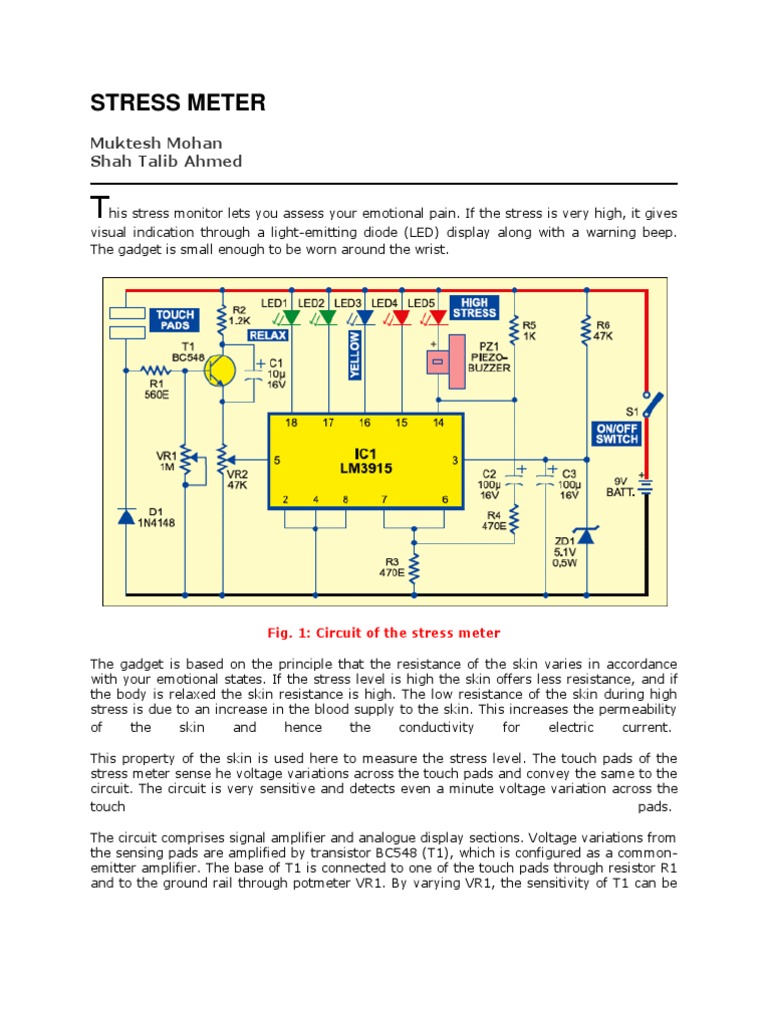 Stress Meter | PDF | Amplifier | Electrical Network