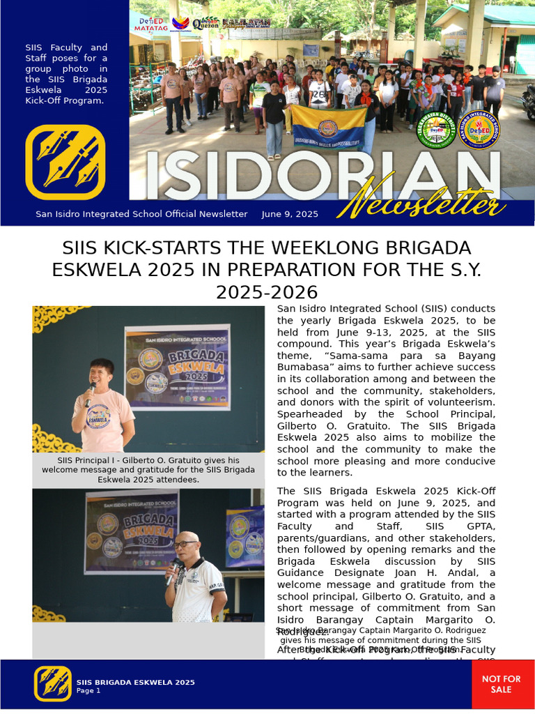 SIIS Brigada Eskwela 2025 Kick-Off | PDF | Behavior Modification | Learning