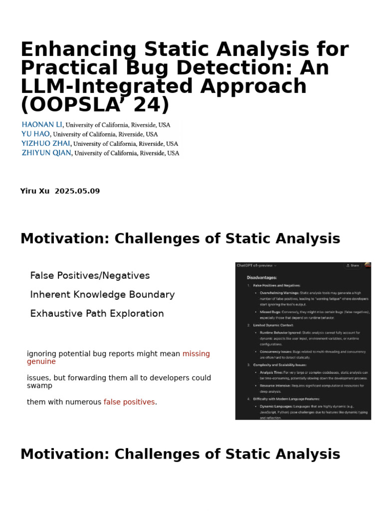 LLM-Enhanced Static Analysis for Bugs | PDF | Software Engineering ...
