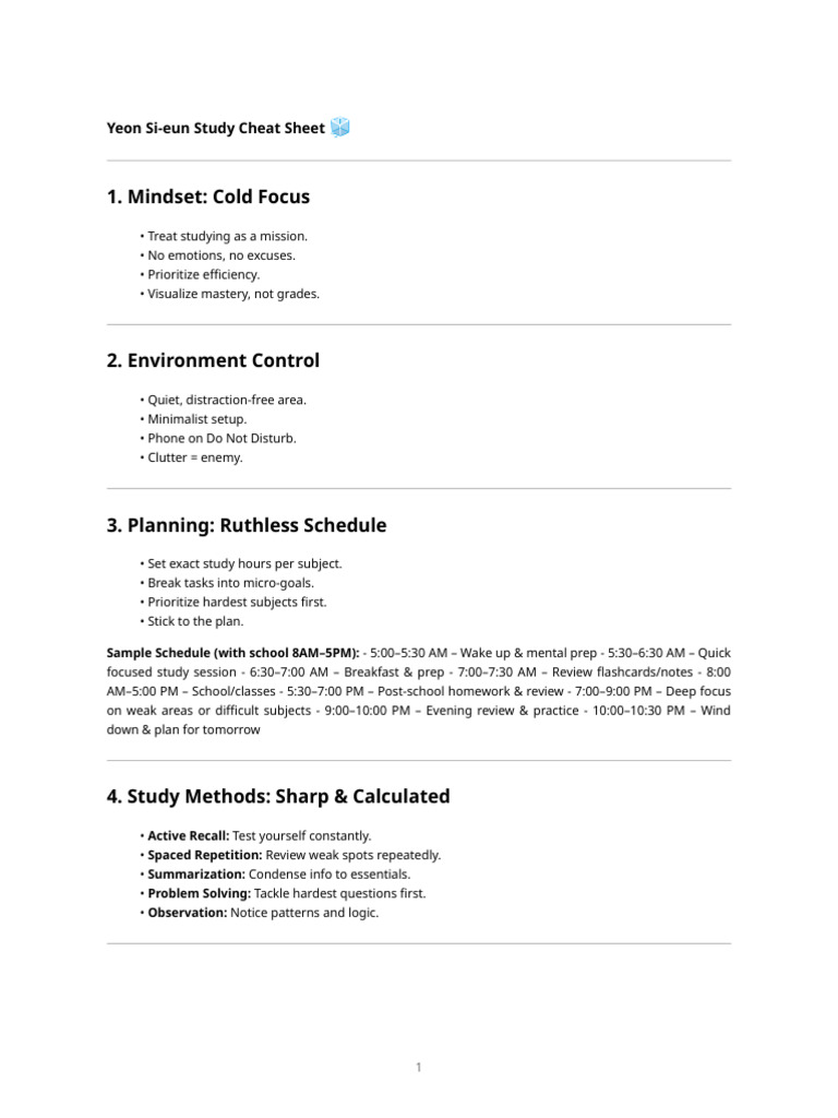 Yeon Si-eun Study Strategies Guide | PDF