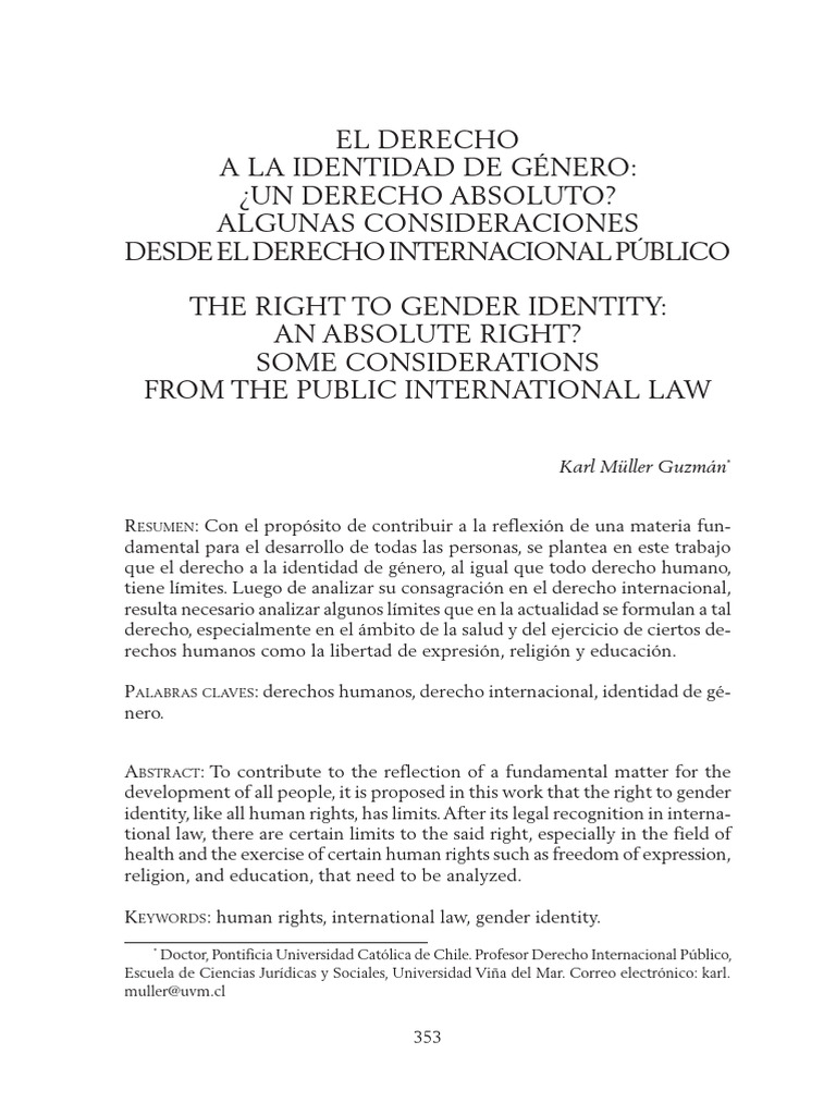 Límites del Derecho a la Identidad de Género | PDF | Derechos humanos ...