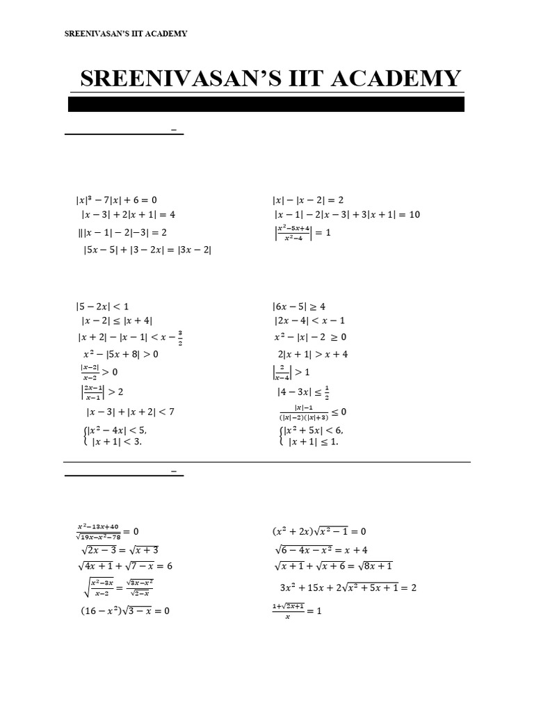 IIT Academy Math Exercises and Solutions | PDF | Numbers | Elementary ...