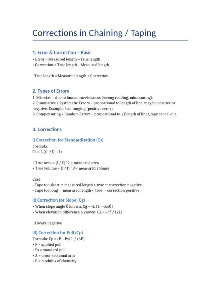Error Corrections in Chaining and Taping | PDF