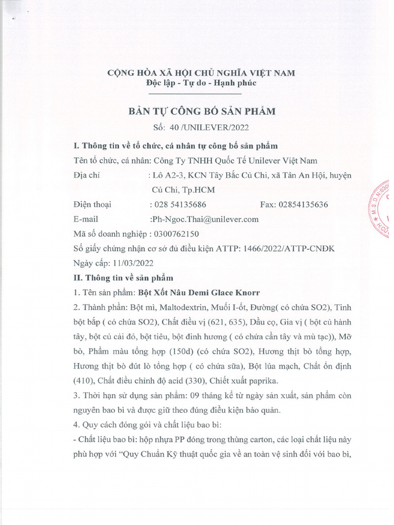 2022 - SD - 40 - Bột Xốt Nâu Demi Glace | PDF