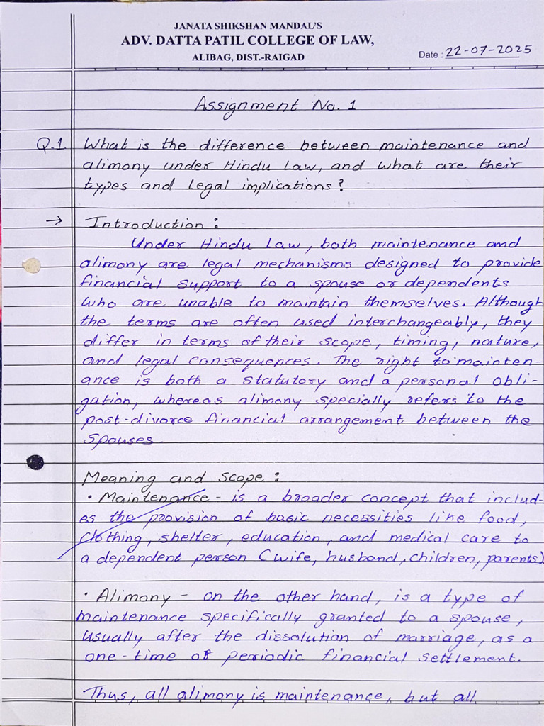 Family Law II Assignment No. 1 | PDF