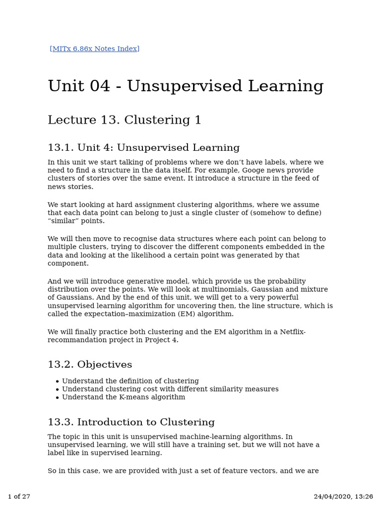 Unsupervised Learning: Clustering Techniques | PDF | Cluster Analysis ...