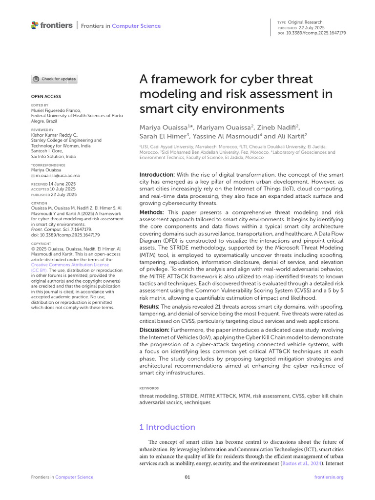 Cyber Threat Modeling for Smart Cities | PDF | Computer Security | Security
