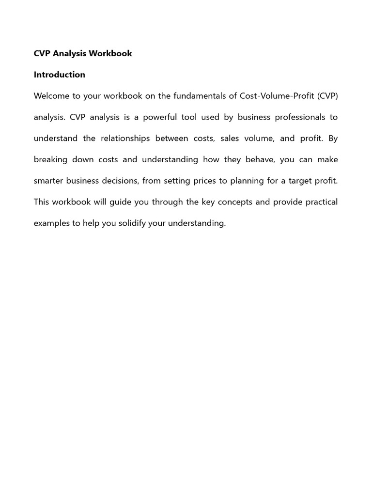 CVP Analysis Workbook Guide | PDF | Business Economics | Financial ...