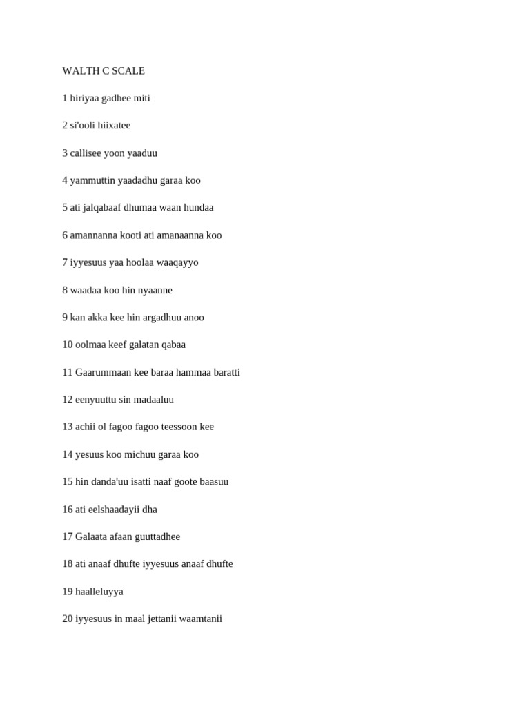 Walth C Scale: Spiritual Reflections | PDF