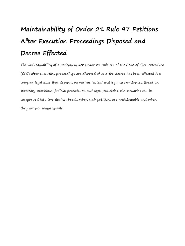 Maintainability of Order 21 Rule 97 CPC | PDF | Property | Res Judicata