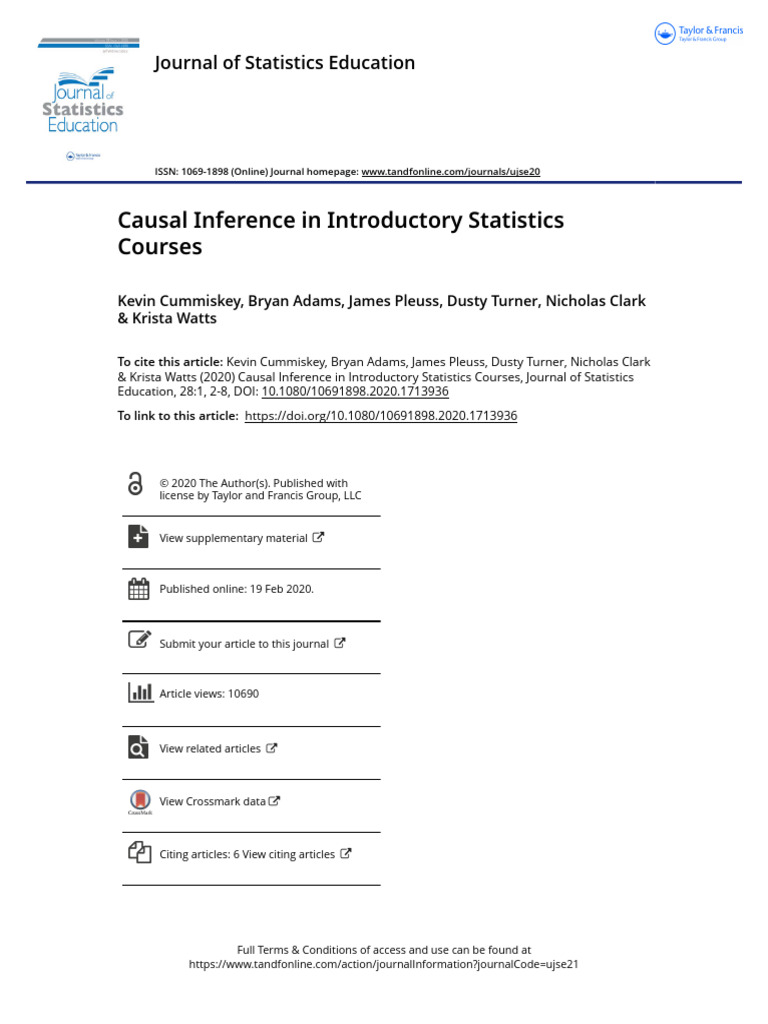 Causal Inference in Statistics Education | PDF | Confounding | Causality