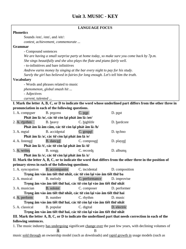 Unit 3 - KEY | PDF