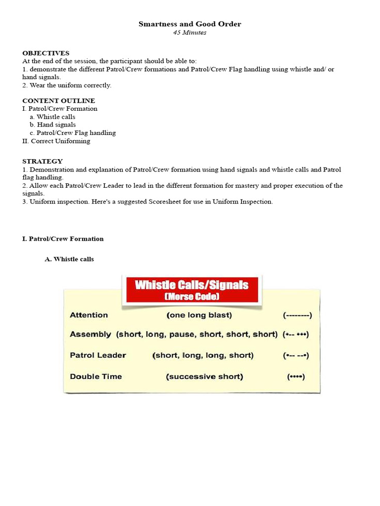 BSP Whistle and Hand Signals Guide | PDF