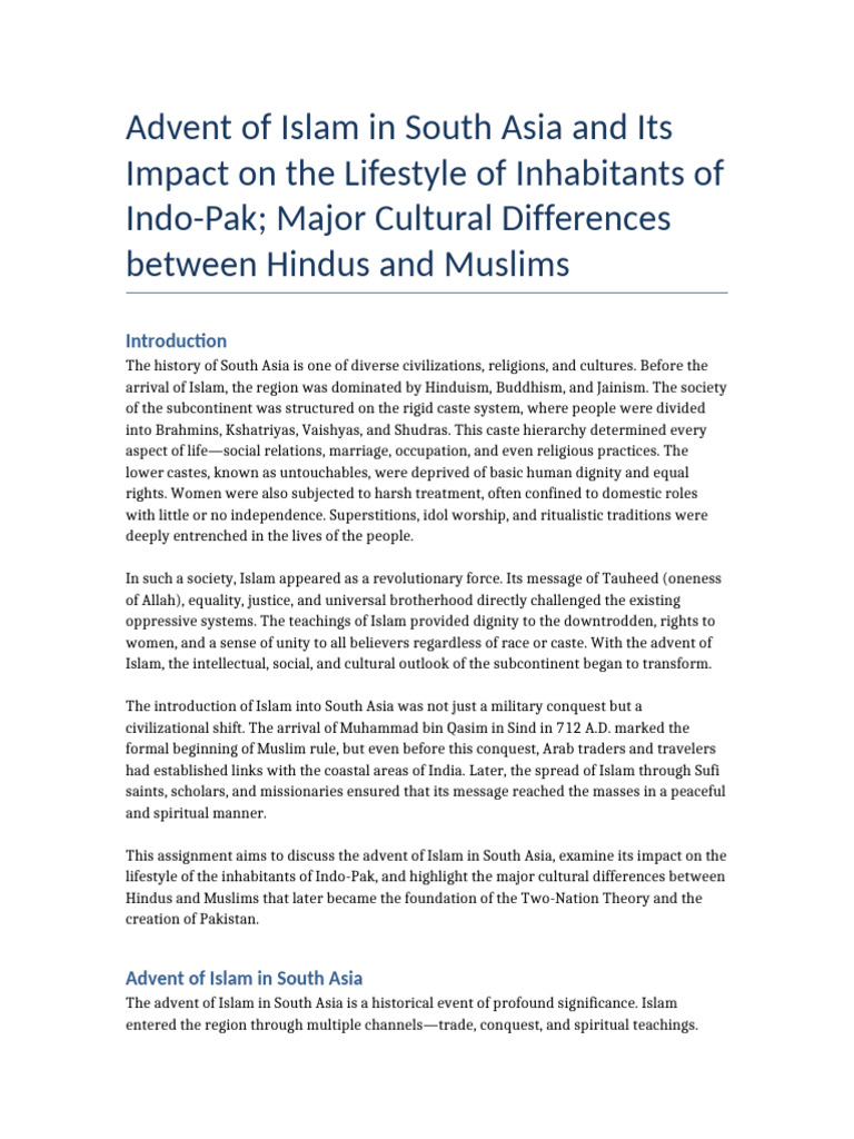 Impact of Islam on South Asian Culture | PDF | South Asia | Religious ...