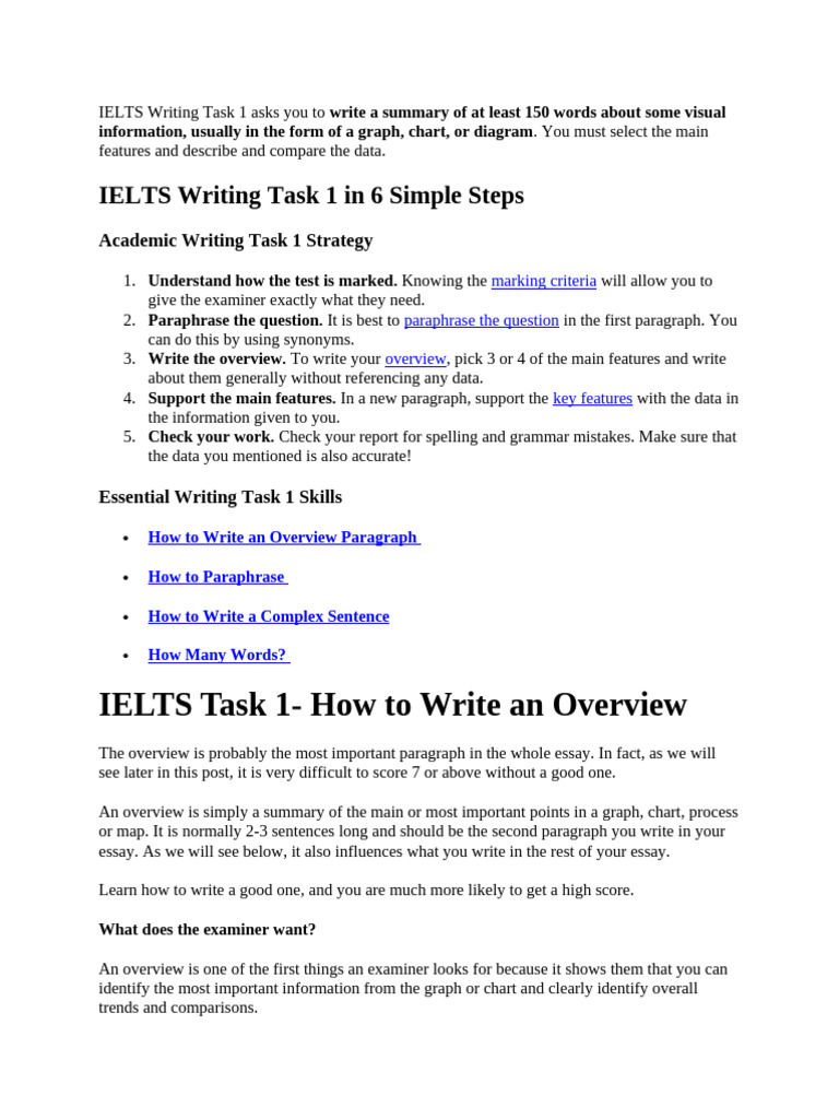 Ielts Task 1 How To Write An Overview Ielts Writing IELTS Academic