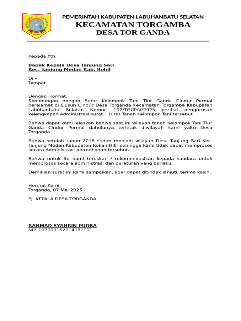 Rekomendasi Administrasi Tanah Tani Torganda | PDF