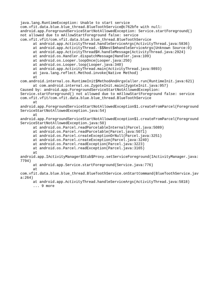Foreground Service Start Error in Android | PDF