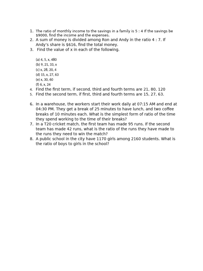 Ratio Problems and Solutions Guide | PDF