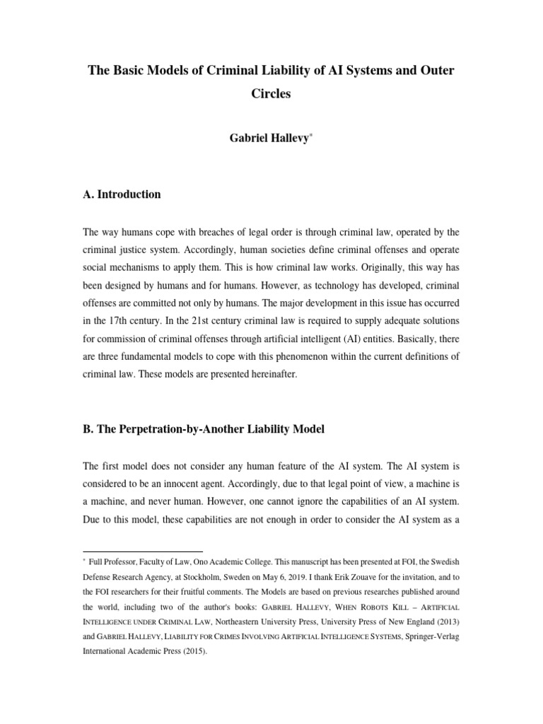 Criminal Liability Models for AI Systems | PDF | Crimes | Crime & Violence