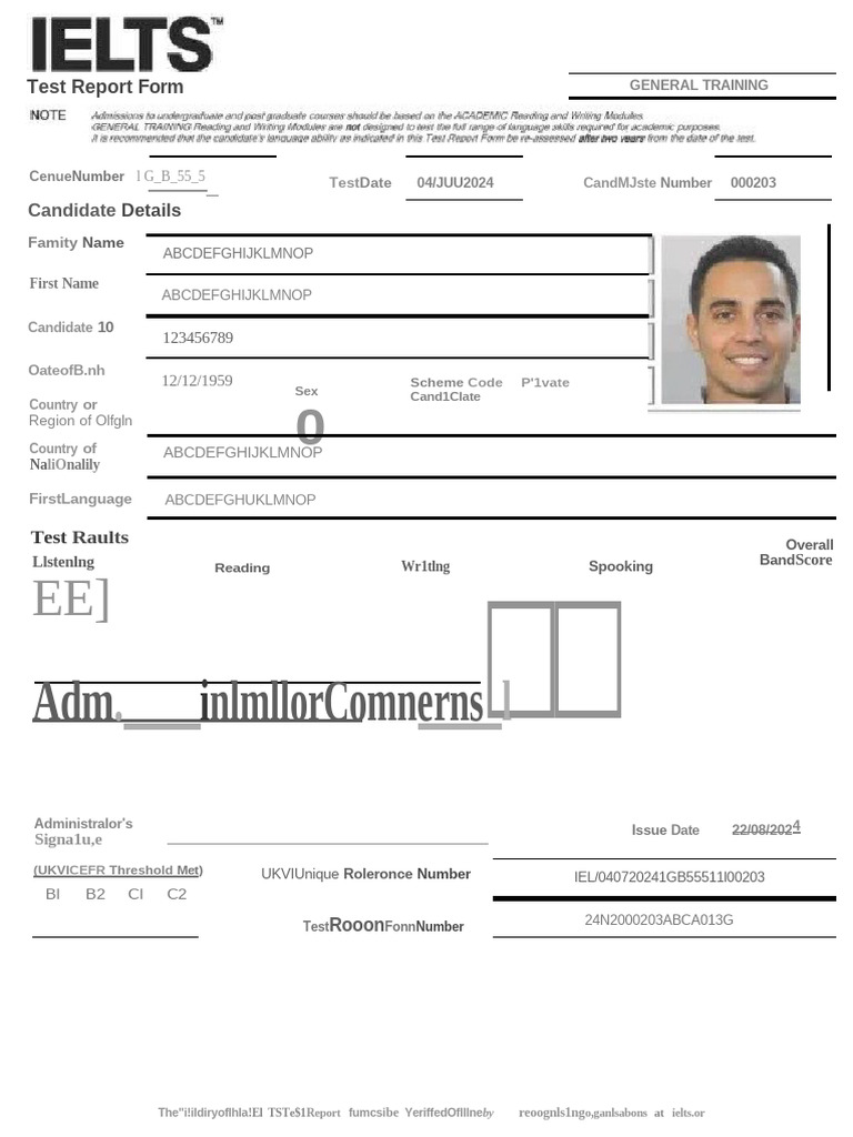 Example of Ielts Test Report Form | PDF