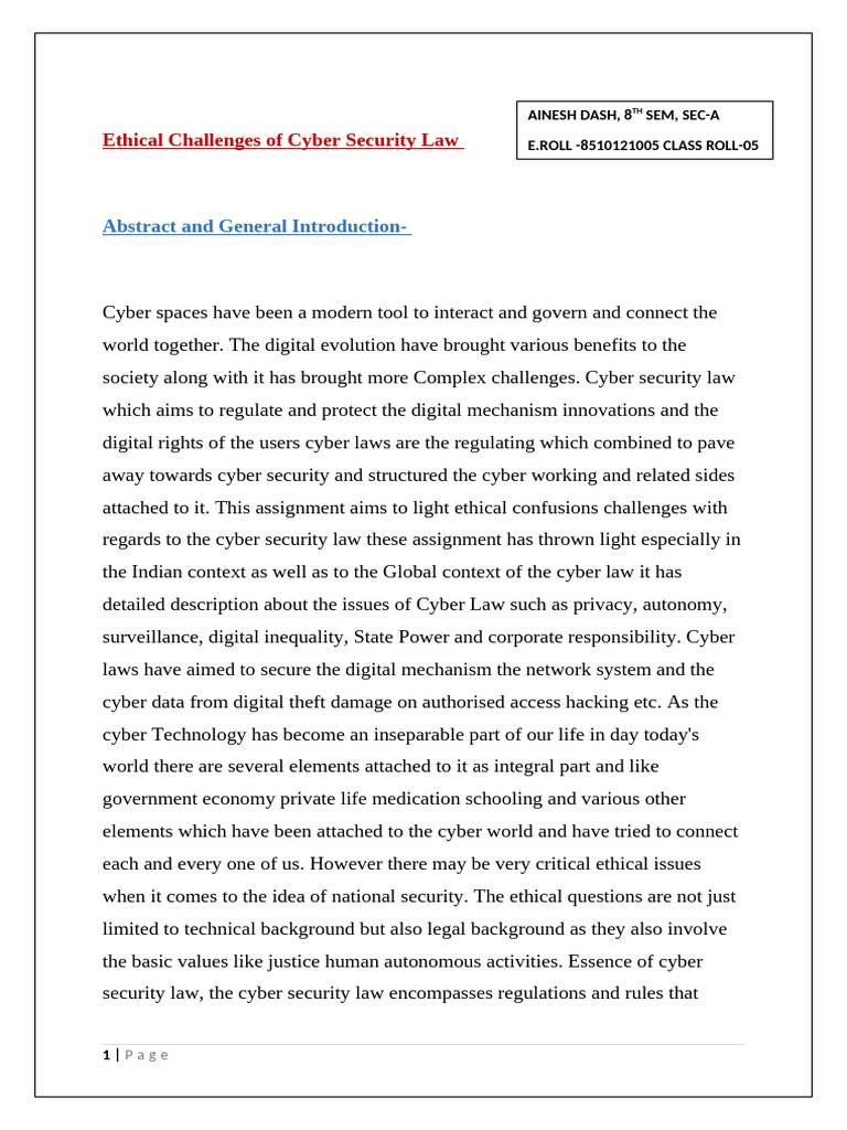 Ethical Issues in Cyber Security Law | PDF | Computer Security | Security