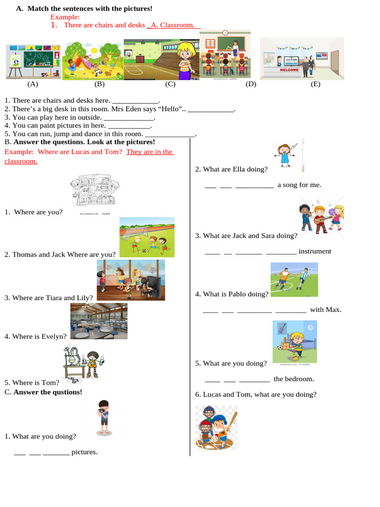 Unit 2 School Activities Worksheet | PDF