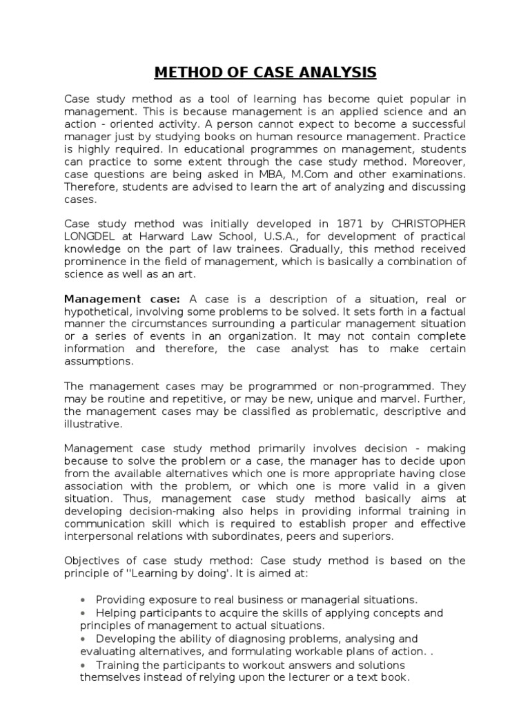 Method of Case Analysis | PDF | Employment | Evaluation