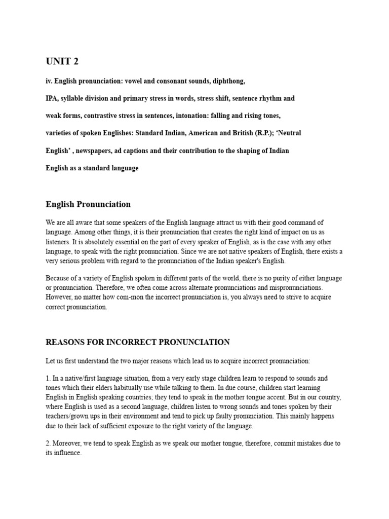 English Pronunciation | PDF | English Language | Stress (Linguistics)