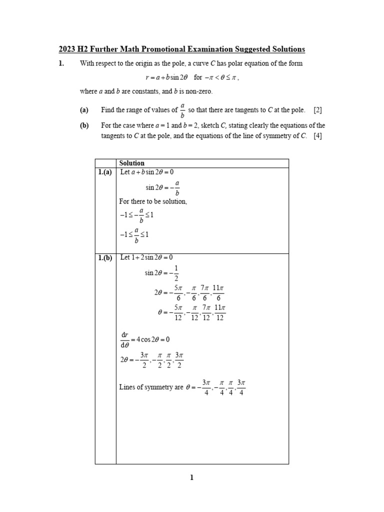 2023 H2 Further Math Exam Solutions | PDF | Matrix (Mathematics) | Algebra