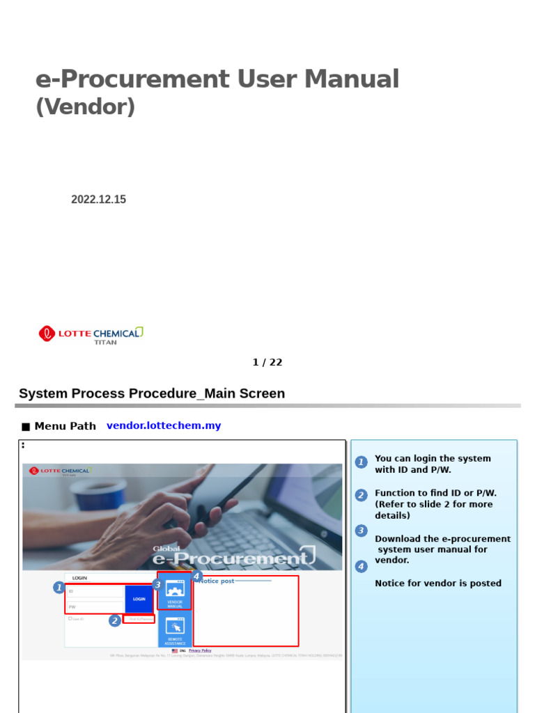 E-Procurement User Manual Vendor | PDF | Icon (Computing) | Menu ...