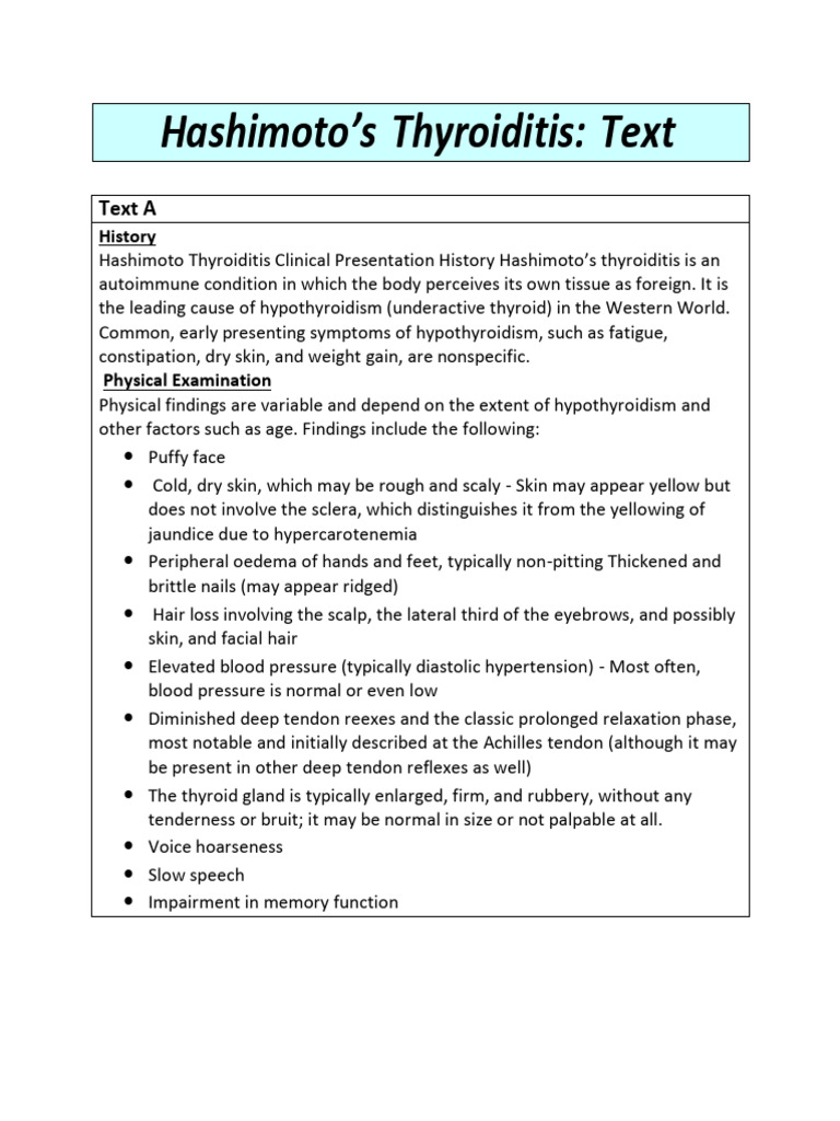 Hashimoto's Thyroiditis Edited | PDF | Hypothyroidism | Thyroid