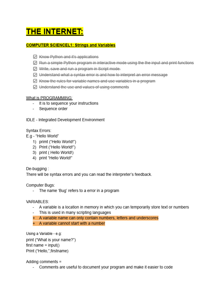Computer Science Research and Studies Revison | PDF | Programming ...