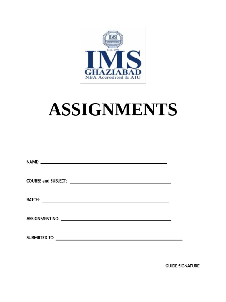 Assignments Cover Page | PDF