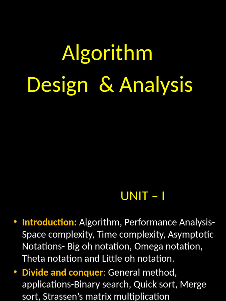Algorithm Design and Analysis Overview | PDF | Time Complexity ...