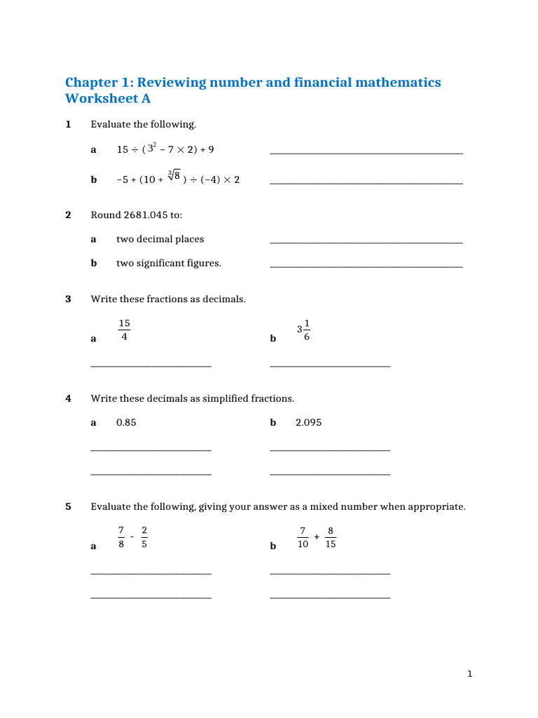 Financial Mathematics Practice Worksheets | PDF | Taxes | Percentage