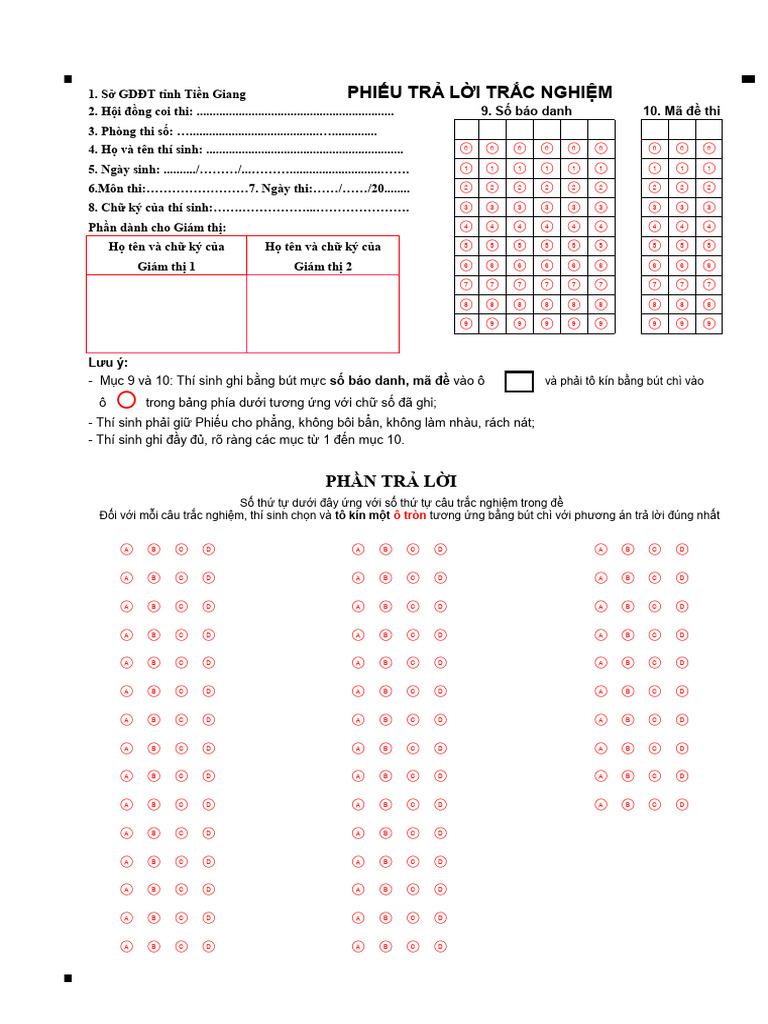 3 Phuluc3 Phieu TN | PDF