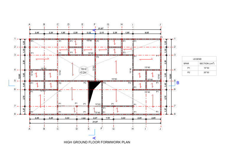 High Ground Floor Formwork Plan | PDF